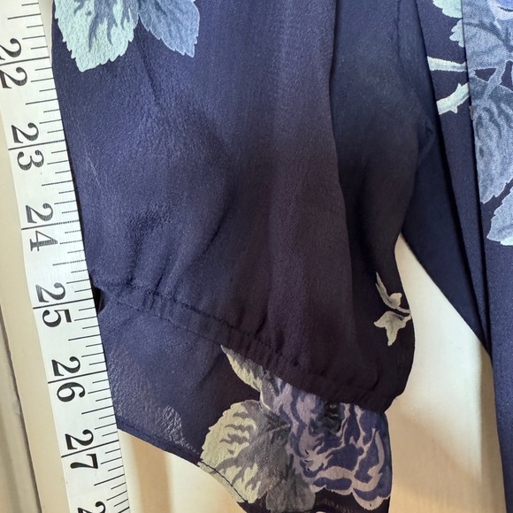 Reformation Oversized Floral Navy Blue Maxi Short Sleeves Wrap Cocktail Dress S - Picture 6 of 17